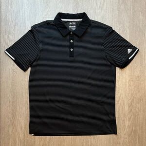 Adidas Men's Black and Gray Polo Shirt